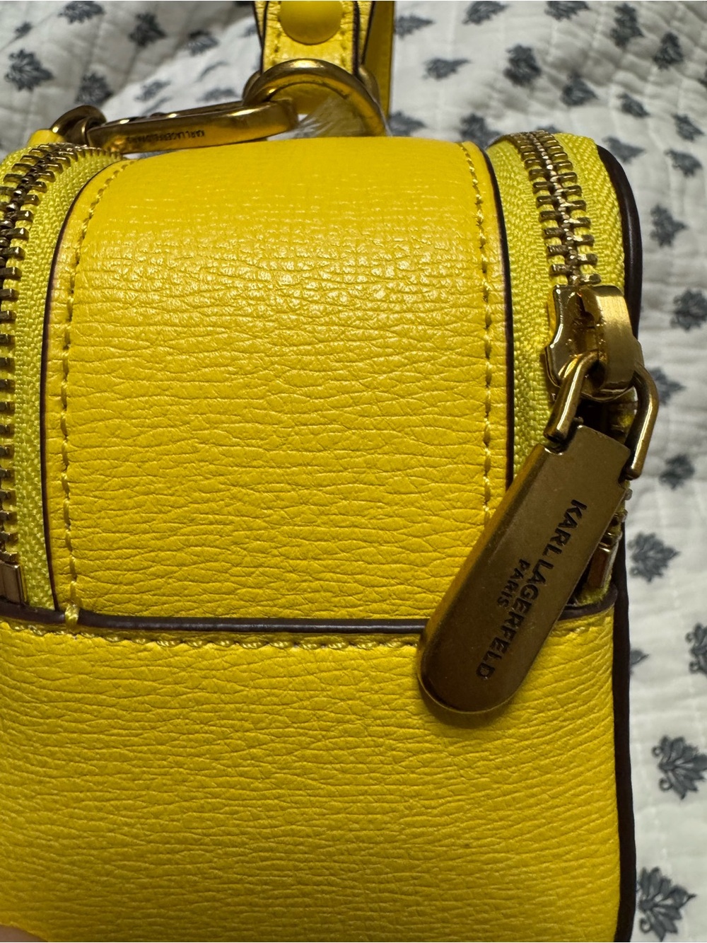 Karl Lagerfeld Yellow Stud-Embellished Crossbody Bag with Logo Plaque - Picture 13 of 16